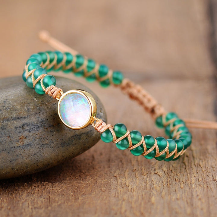 Bracelet Tressé Opale & Améthyste