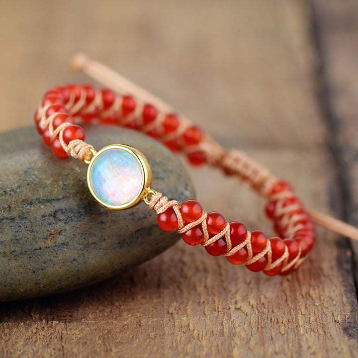 Bracelet Tressé Opale & Améthyste