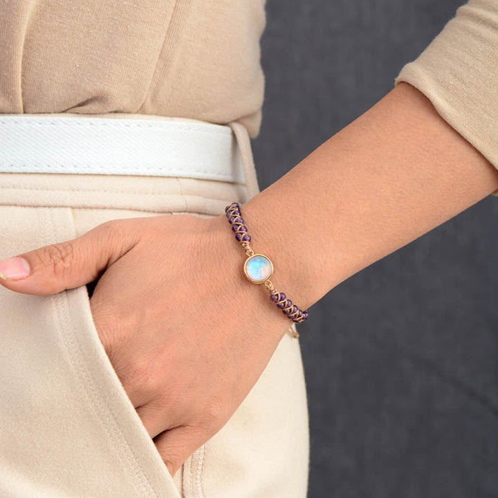 Bracelet Tressé Opale & Améthyste