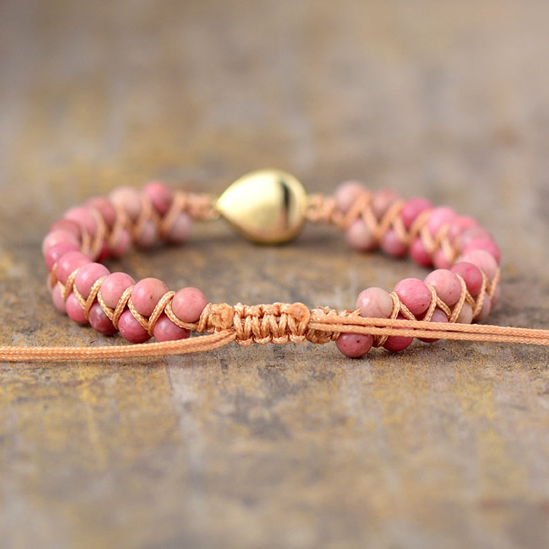 Bracelet Tressé Opale + Jade, Rhodonite ou Howlite