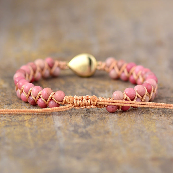 Bracelet Tressé Opale + Jade, Rhodonite ou Howlite