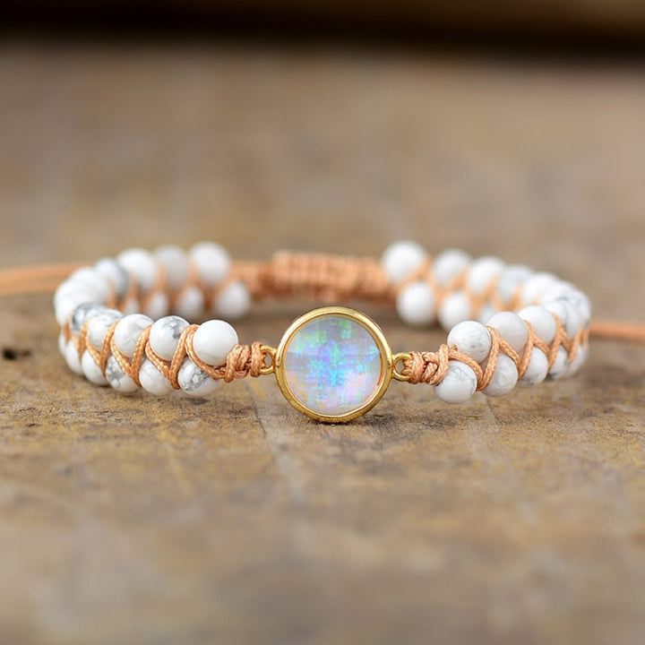 Bracelet Tressé Opale & Améthyste