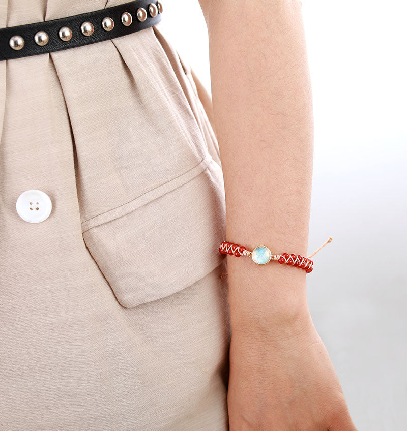 Bracelet Tressé Opale & Améthyste