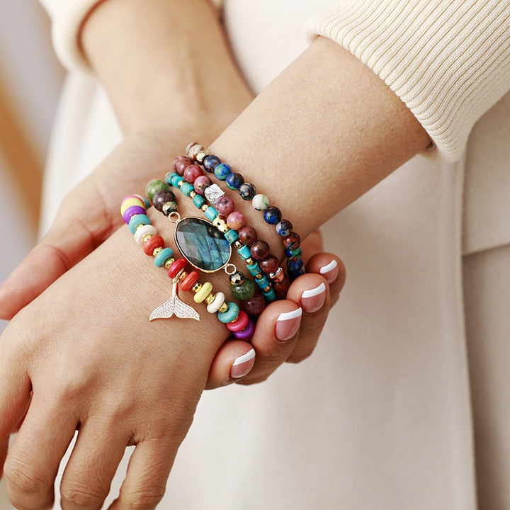 Bracelet élastique Labradorite & Jaspe